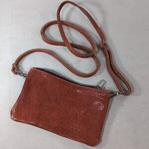 Maxon Collection Italy Leather Crossbody Burnt Orange Brown Adjustable Strap